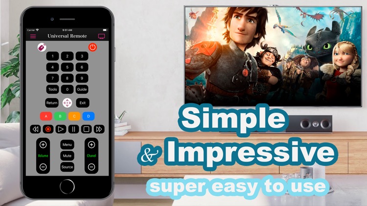 Universal remote control TV
