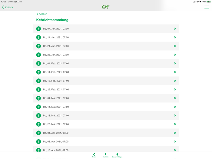 GAF Recyclingkalender