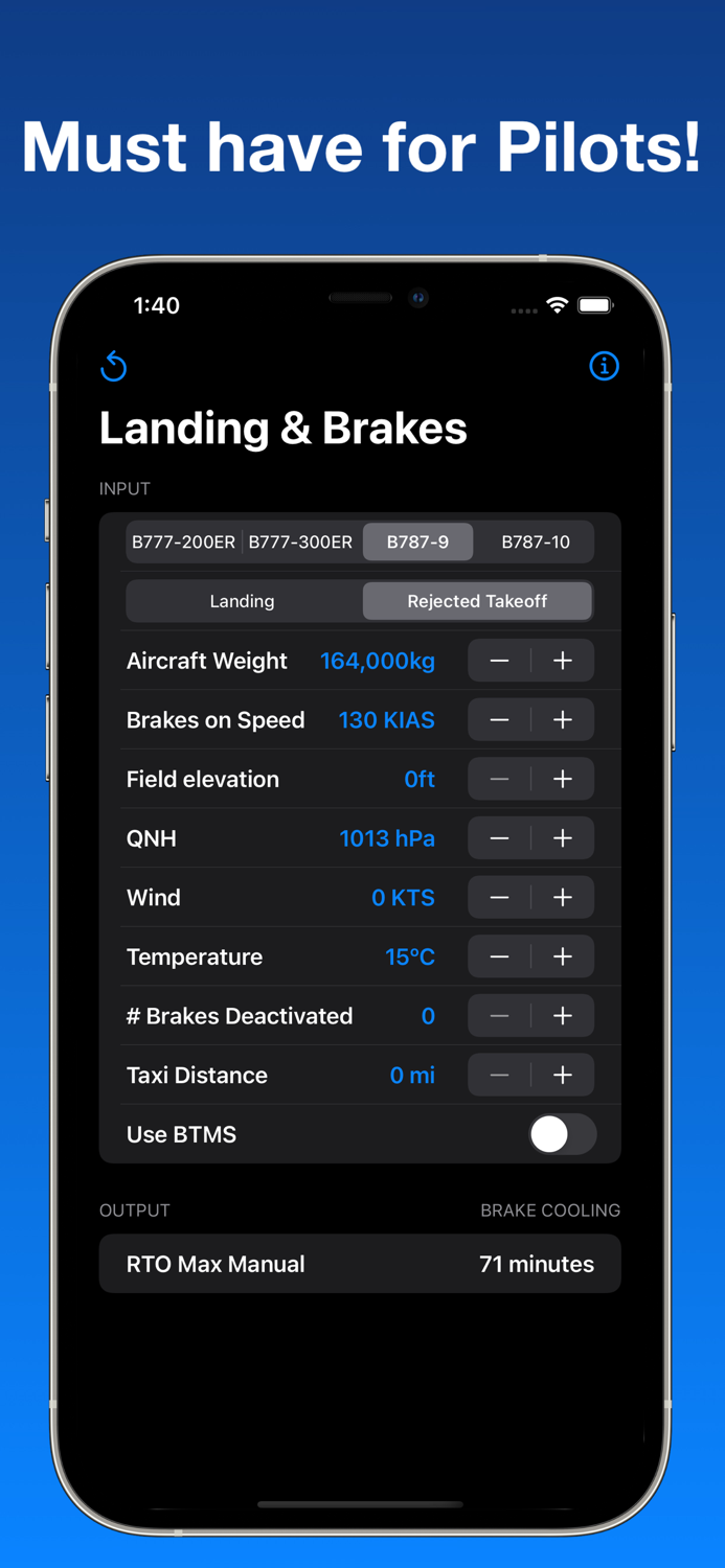 B777-787 Landing and Brake Tool