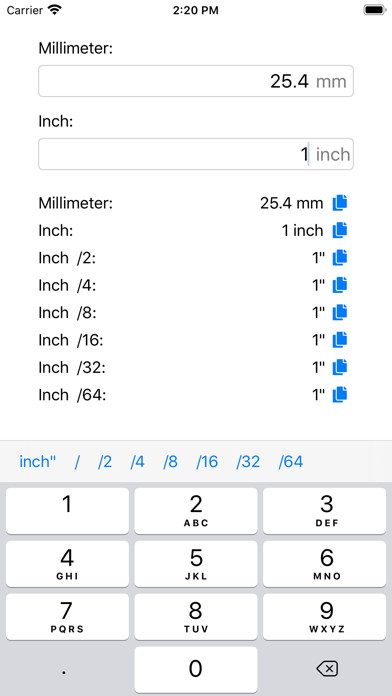 Inch Millimeter Converter Screenshot