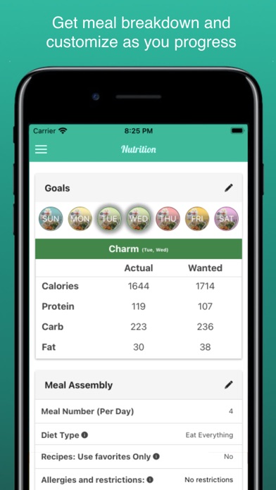 Fitness Meal Planner Screenshot