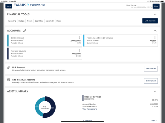 Bank Forward iPad screenshot 2 - Finance app