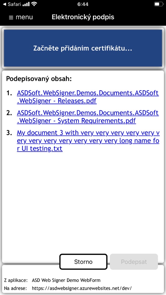 ASD WebSigner (iOS) Podle: ASD Software, s.r.o.