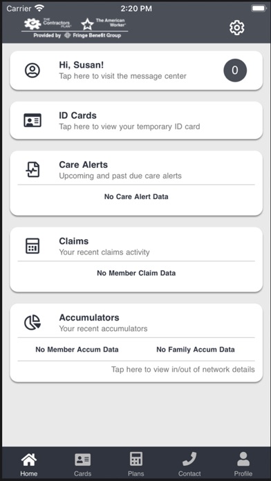 FBG Benefits and Claims Screenshot