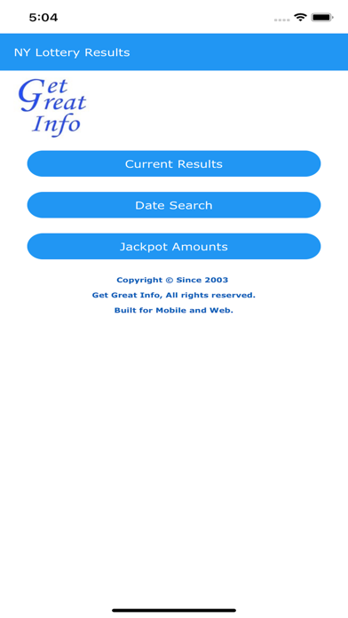 NYS Lottery Results Screenshot