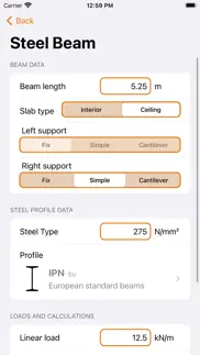 beam calculator - steel & wood iphone screenshot 1