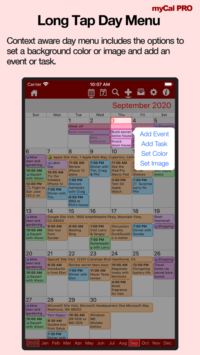 Events  Diary myCal PRO