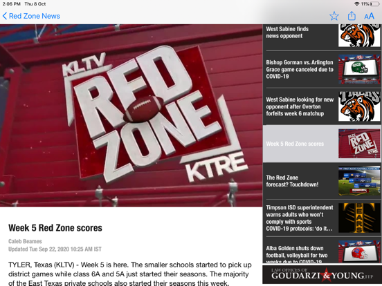 KLTV and KTRE Red Zone iPad screenshot 3 - Sports app
