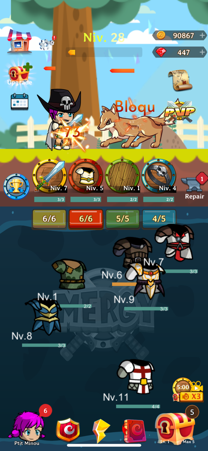 Mergy Merge RPG game heroes