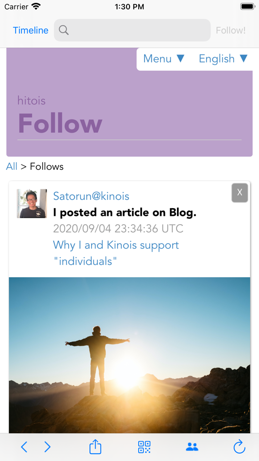 #1. hitois follow (iOS) Podle: Satoru Nakamura