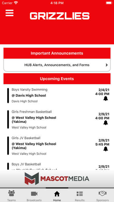 Sunnyside Grizzlies Athletics Screenshot
