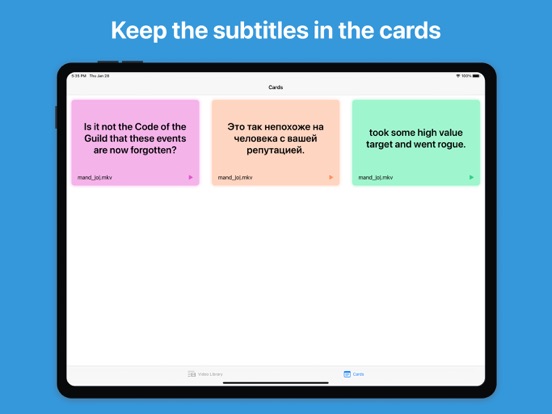 Language Video Player iPad screenshot