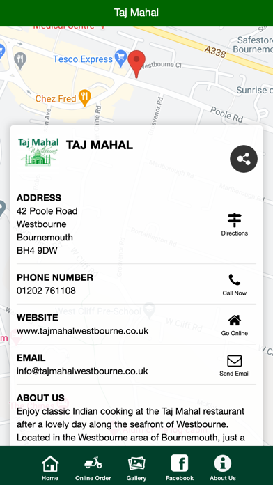 Taj Mahal Westbourne App Screenshot