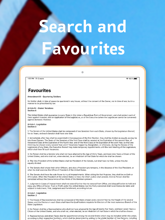 The Constitution of the U.S.A iPad screenshot