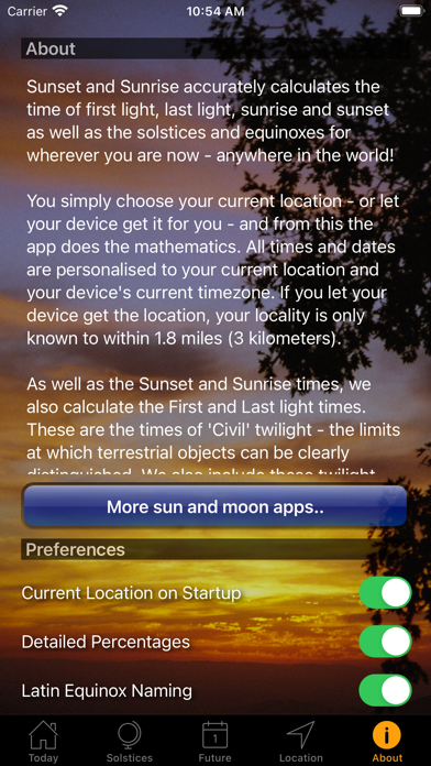 Sunset and Sunrise Times Screenshot