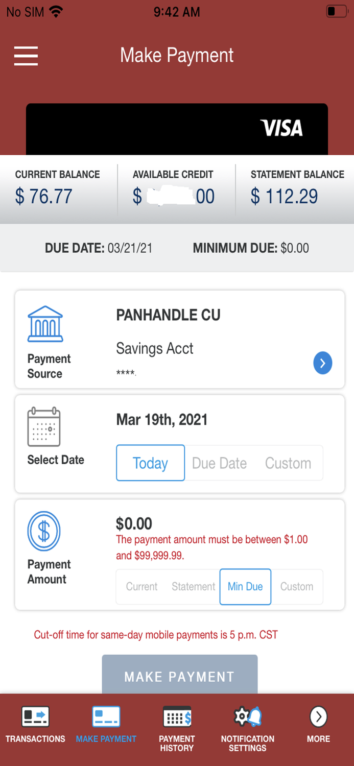 Panhandle Credit Card Manager