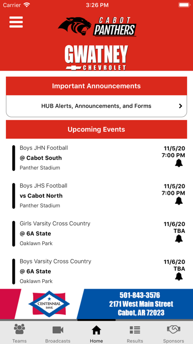 Cabot Panthers Athletics Screenshot