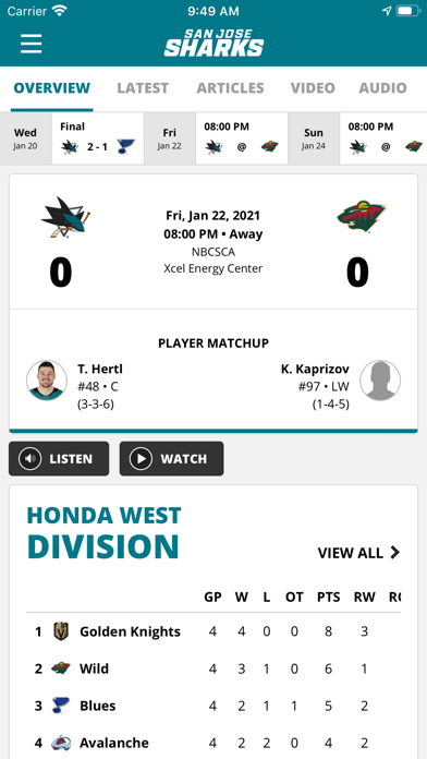 San Jose Sharks + SAP Center Screenshot