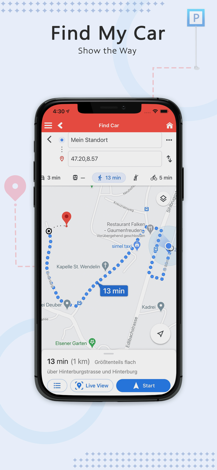 Find my parked Car - Carfinder