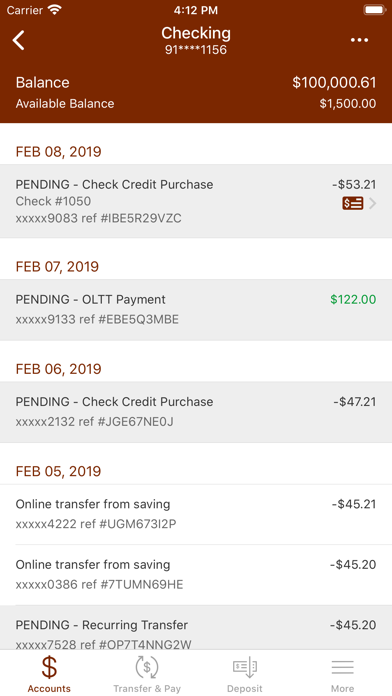 Pioneer Bank Screenshot