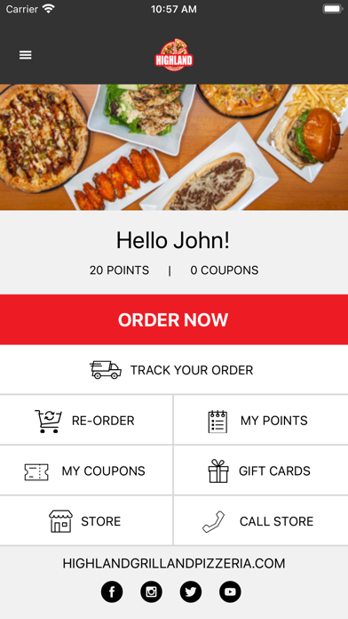 Highland Grill & Pizzeria Screenshot