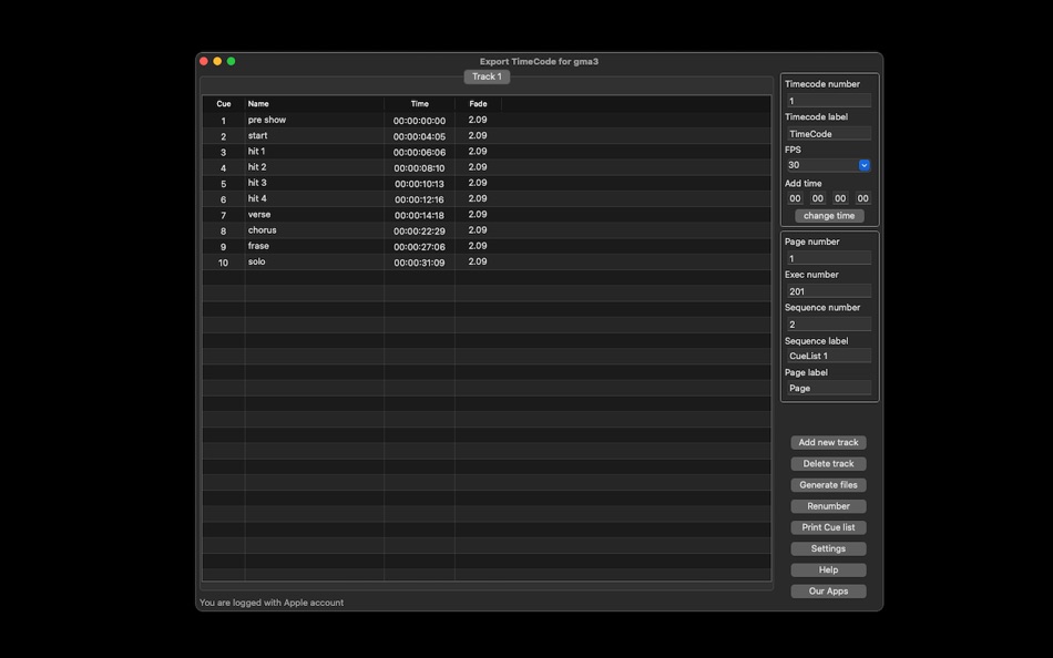 #2. Export TimeCode for gma3 (macOS) 由: OF COURSE Maciej Hofstede