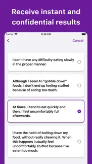 binge eating disorder test iphone screenshot 2