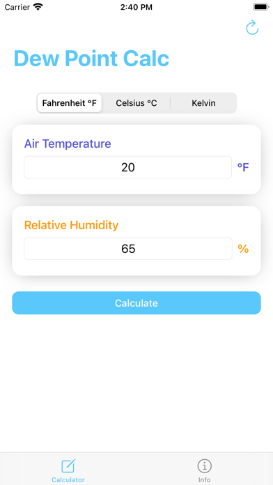 Dew Point Calculator - Calc Screenshot