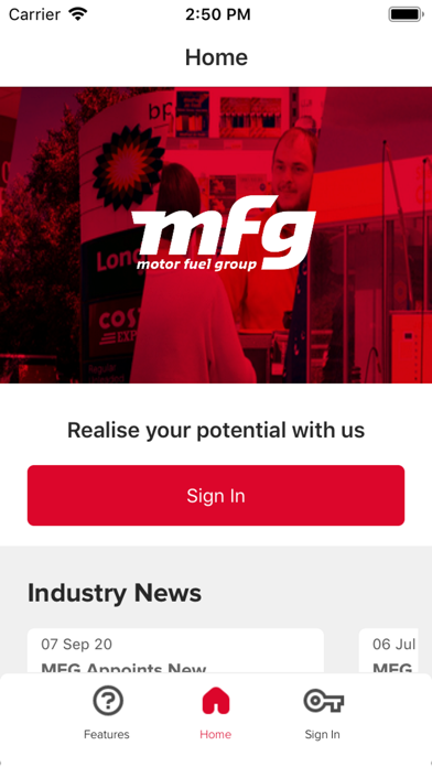 MFG Mobile Console Screenshot