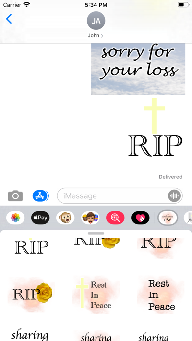 condolences stickers Screenshot