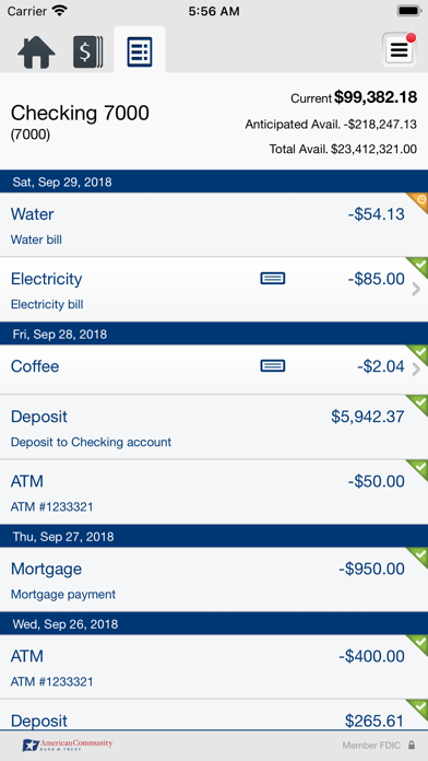American Community Bank Biz Screenshot