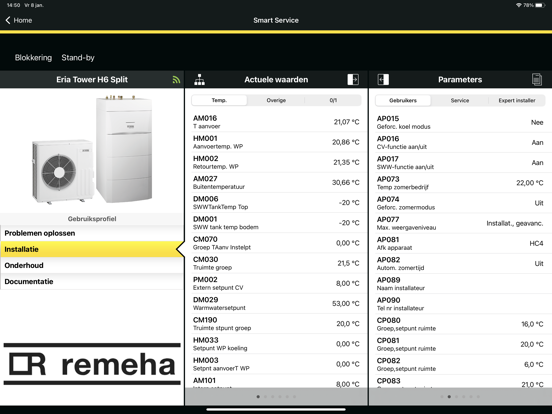 Remeha Smart Service Support iPad app afbeelding 5