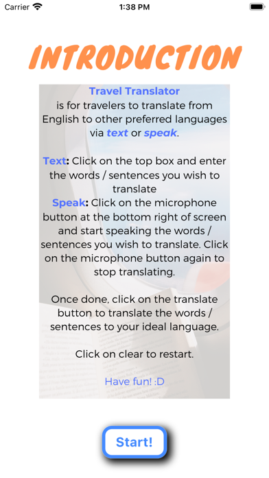 TravelTranslator Screenshot 1 - AppWisp.com TravelTranslator Screenshot 1 - AppWisp.com