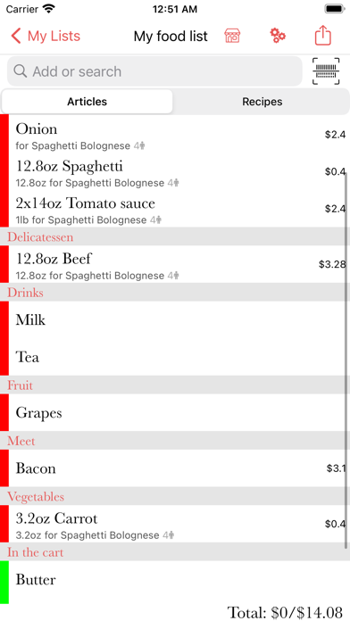 My Shopping List, Grocery list Screenshot