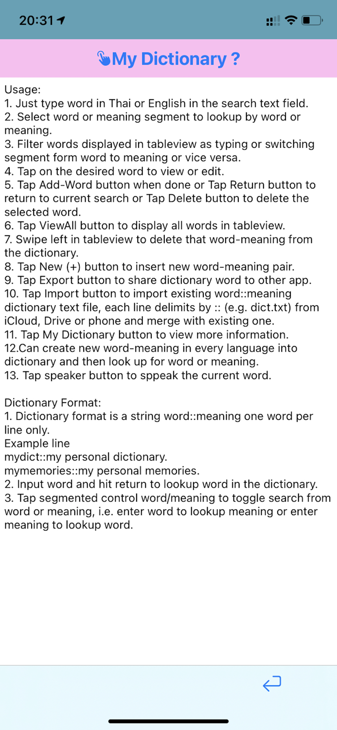 Magic Infinite Dictionary