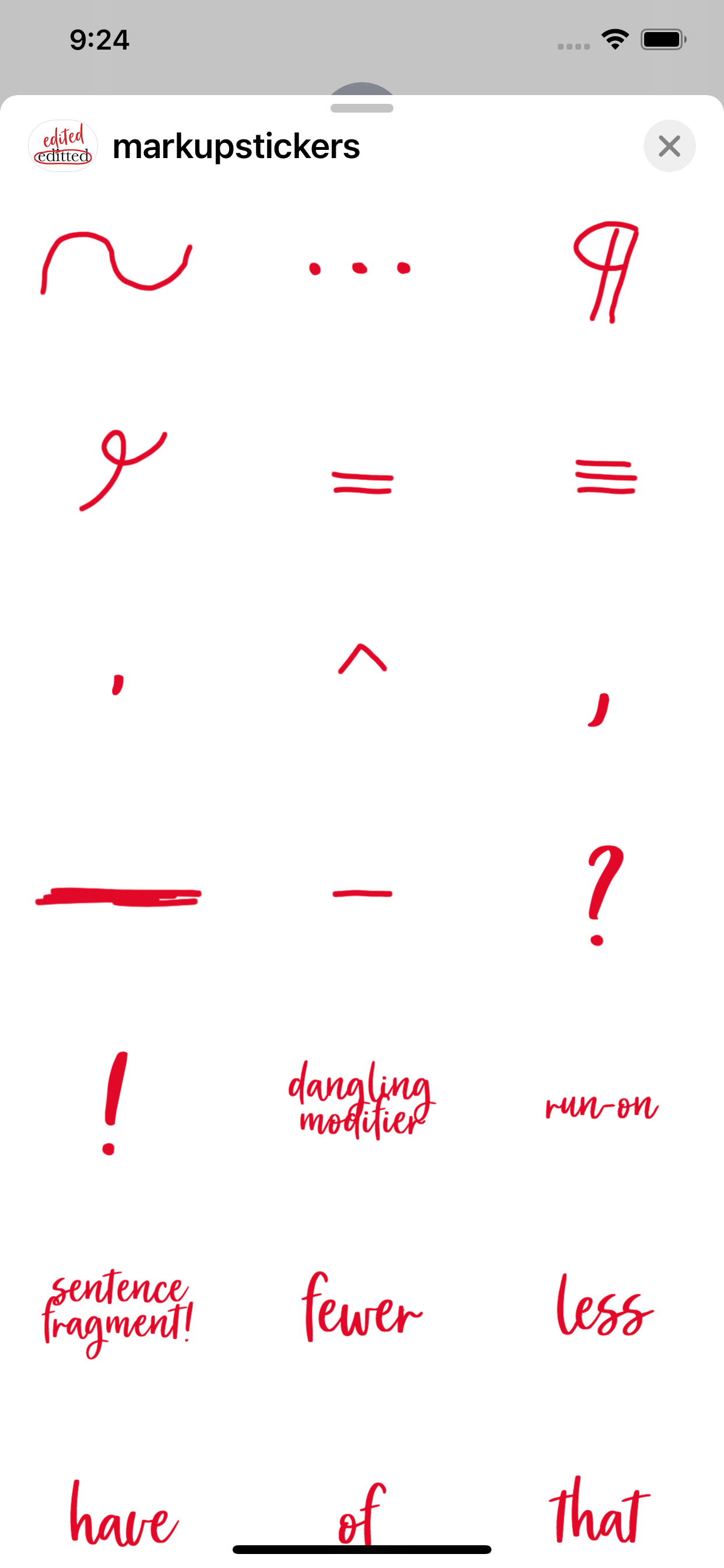 Message Edit Stickers