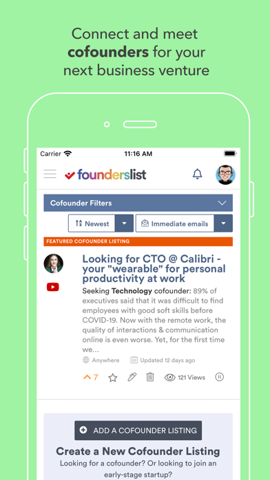 FoundersList iPhone screenshot 5 - Social Networking app