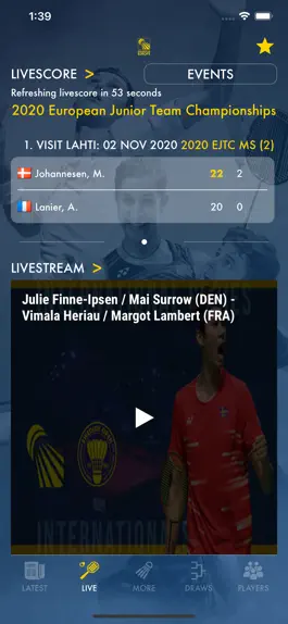 Game screenshot Badminton Live - rank & scores apk
