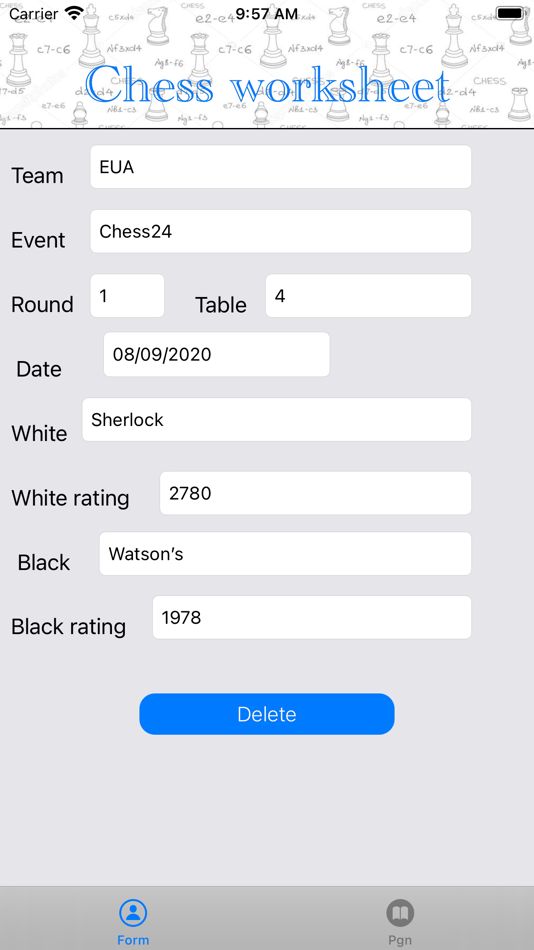 Chess worksheet - 2.0 - (iOS)