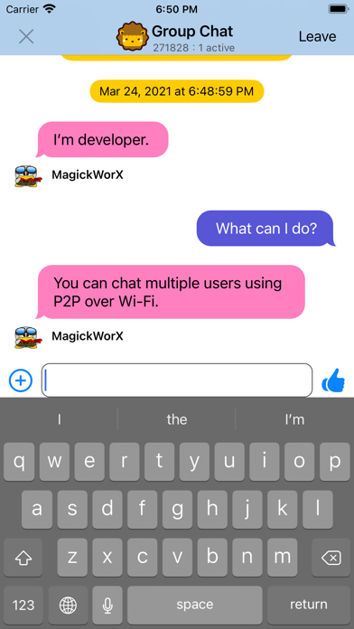 xChatz - Chat app with Wi-Fi Screenshot