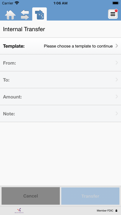 VisionBank Business Banking Screenshot