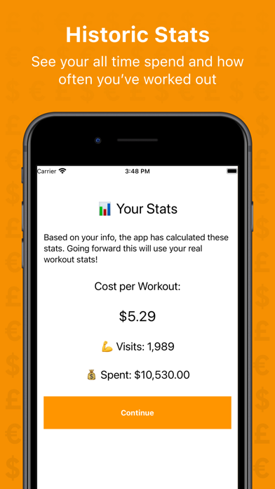 Cost per Workout - Auto Track Screenshot