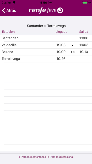 Horarios Renfe Feve Screenshot