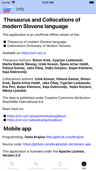 Slovene Thesaurus Screenshot
