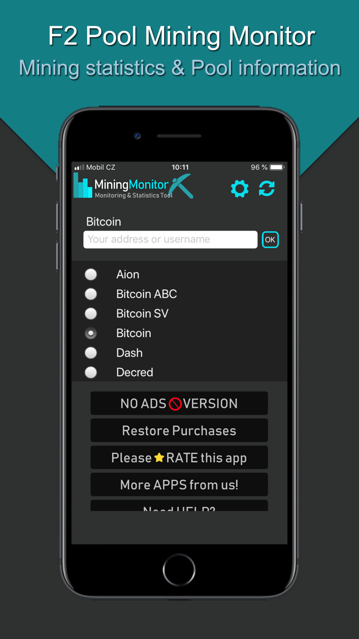 Monitor for F2 mining pool