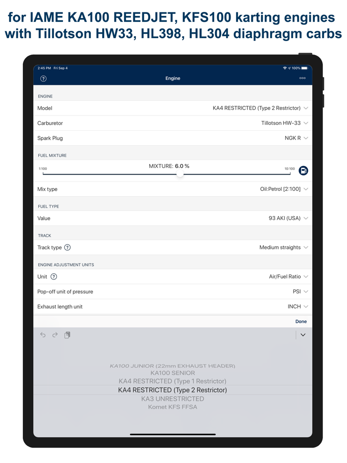 Jetting IAME KA100 and KFS FFSA