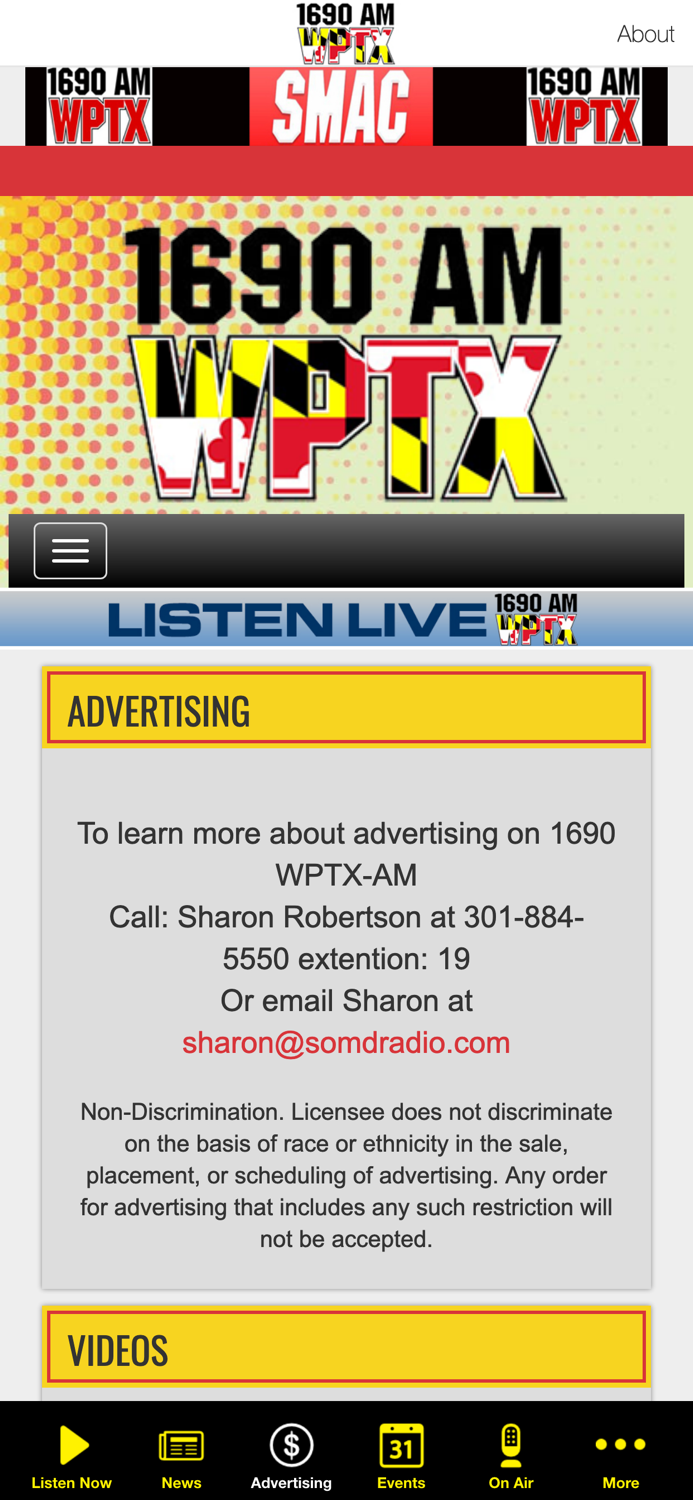 100.7FM and 1690 AM WPTX