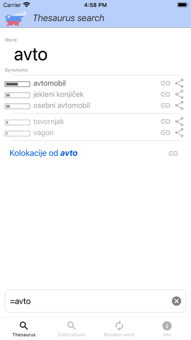 Slovene Thesaurus Screenshot