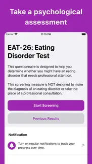 eating disorder test iphone screenshot 1