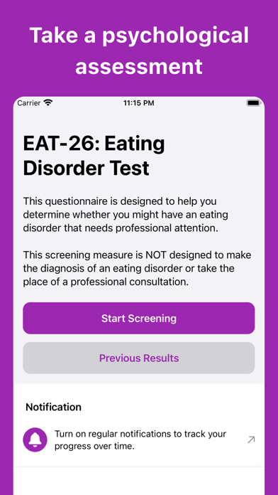 Screenshot #1 pour Eating Disorder Test